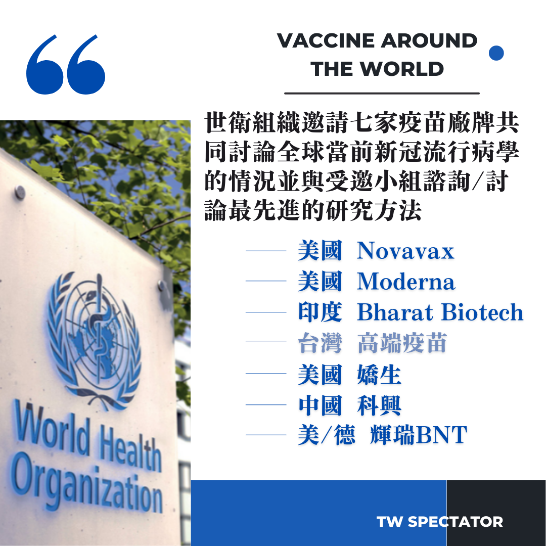 WHO邀請國際疫苗大廠───台灣的高端疫苗
