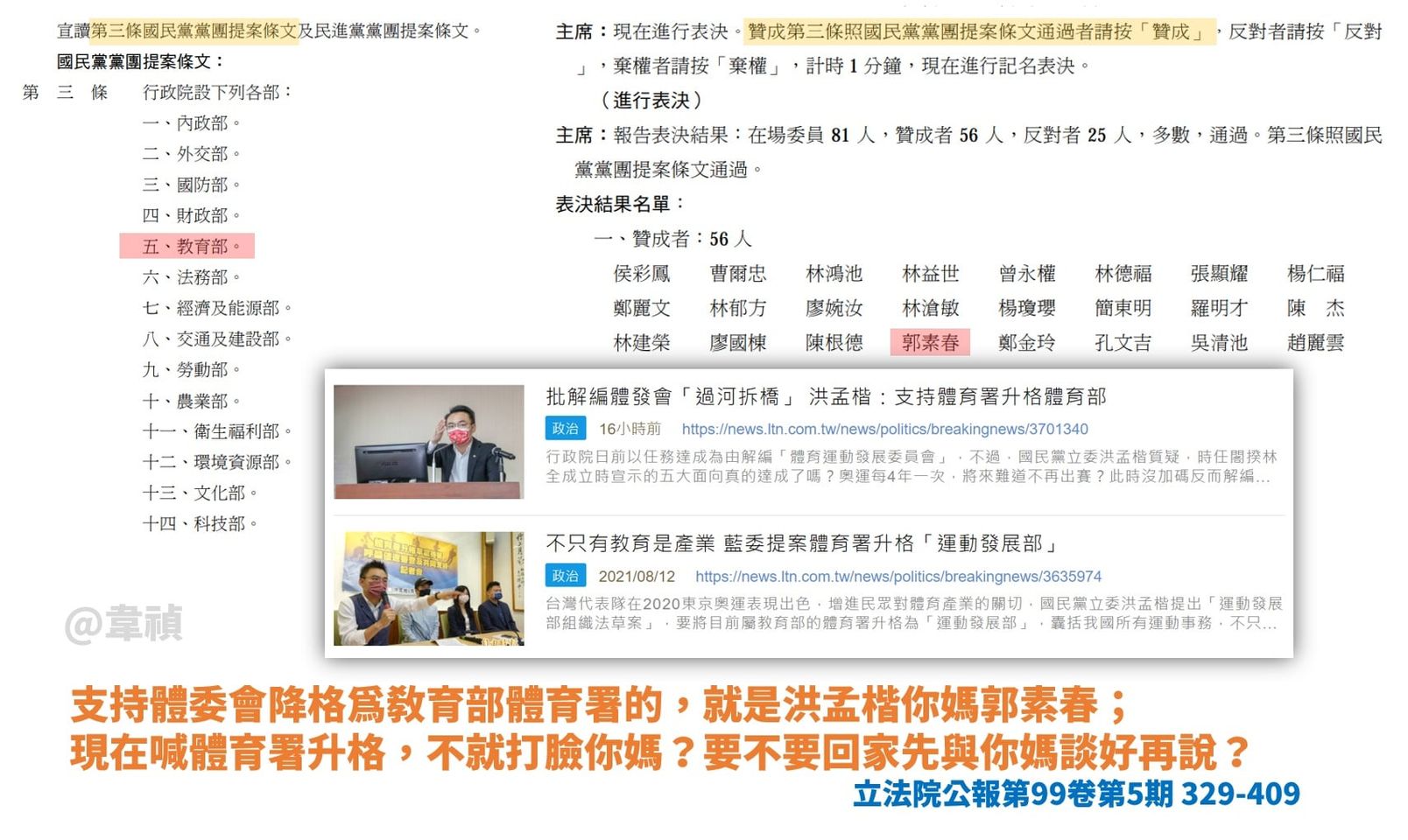 洪孟楷打臉自己的媽媽？