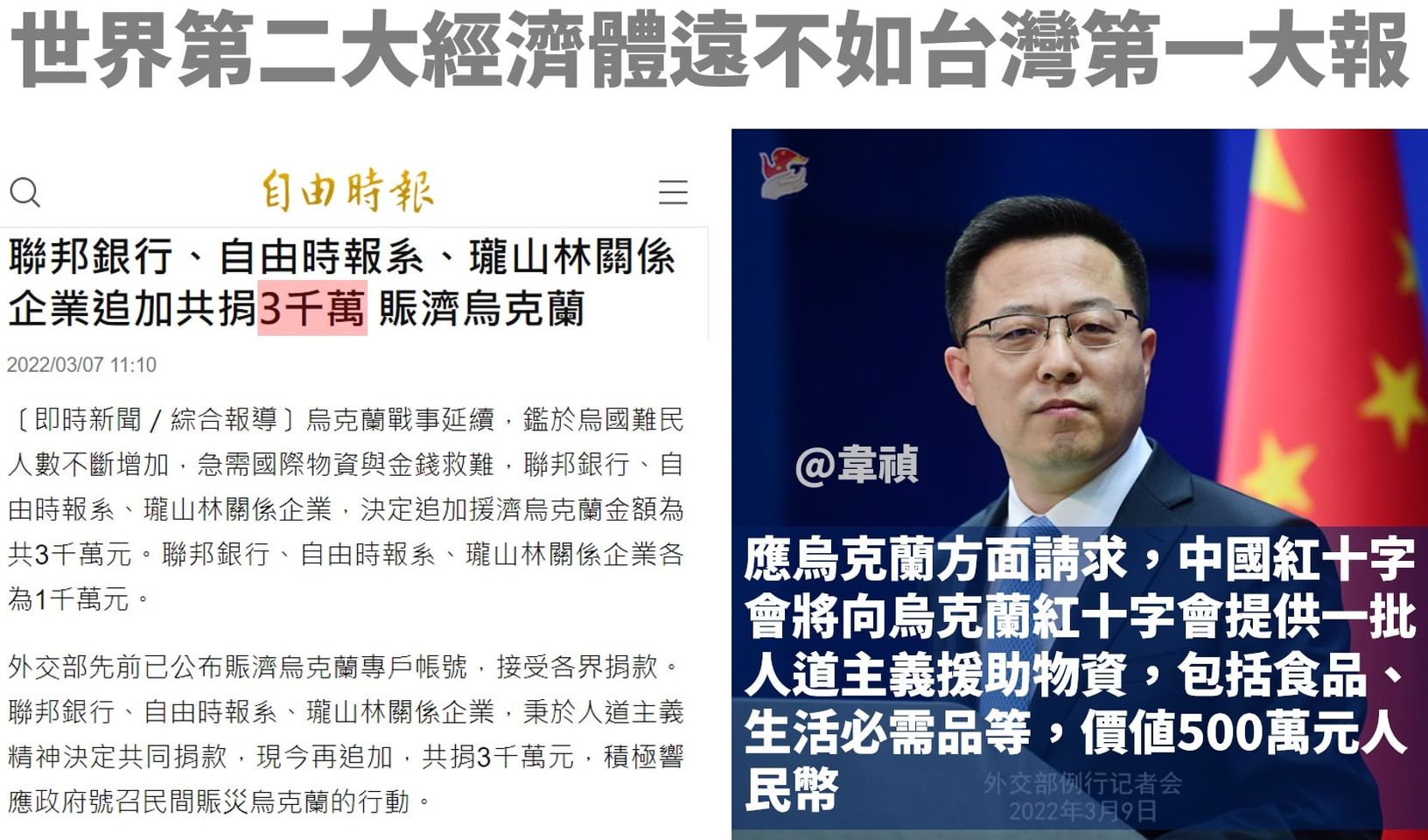堂堂中國不如自由時報