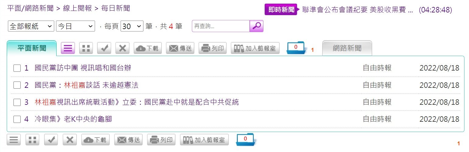 中國時報、聯合報沒有林祖嘉相關新聞