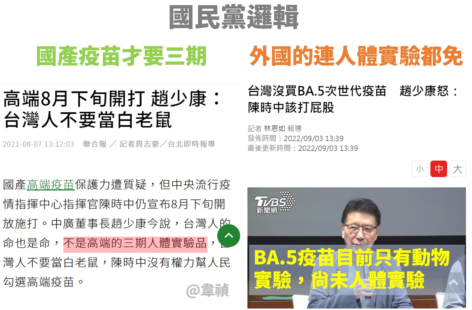 親中陣營的疫苗學