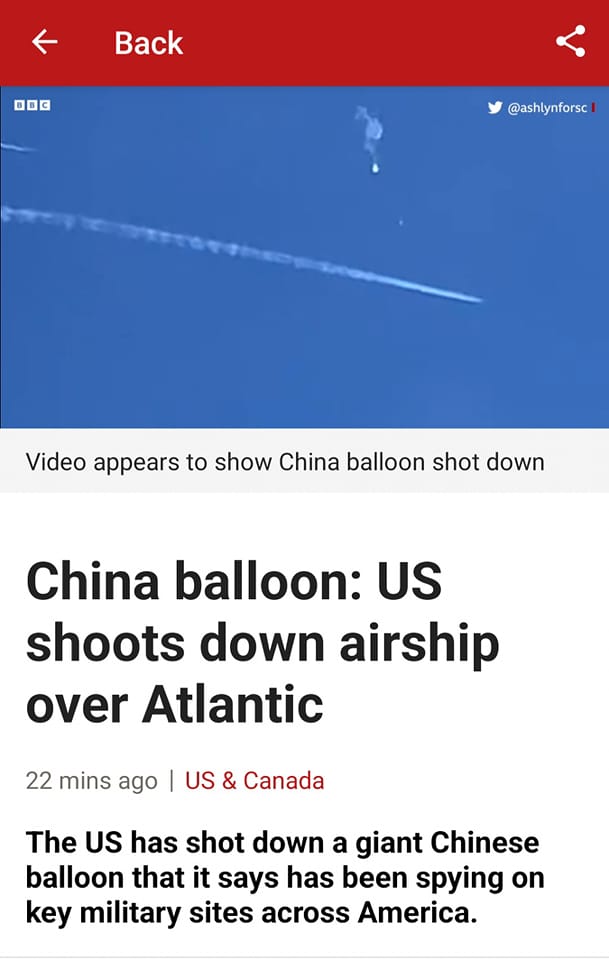 美國F-22 戰機擊落中國間諜氣球