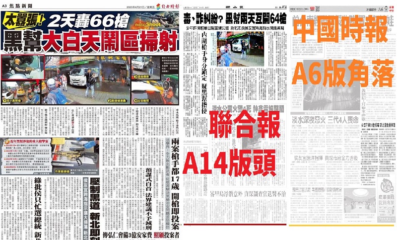 正常報紙與不正常報紙報導新北市槍擊案